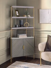 Dark Grey Valencia Marble Mango Wood Corner Shelf - Image 1 of 10