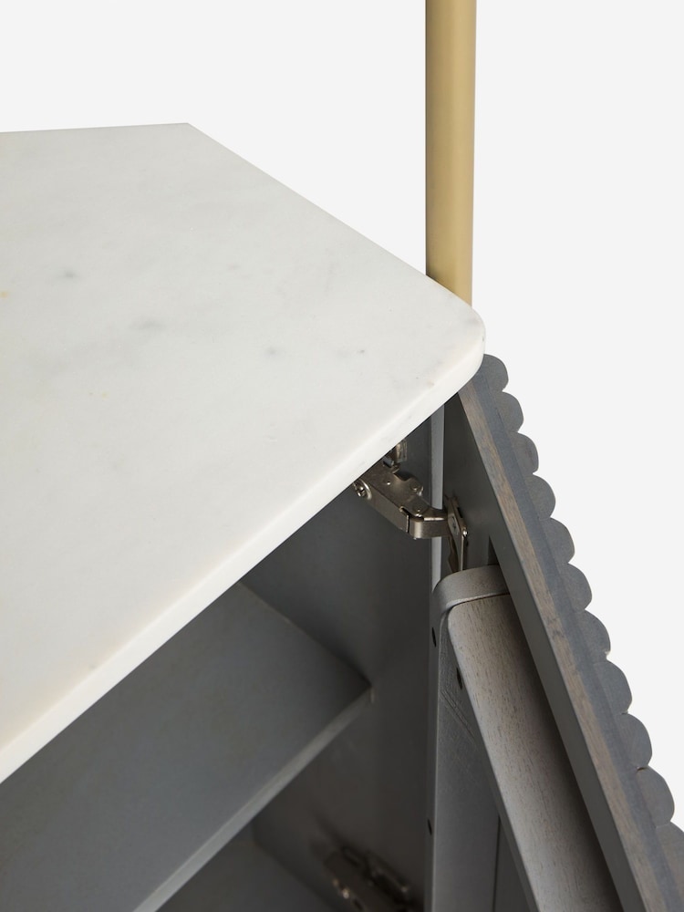 Dark Grey Valencia Marble Mango Wood Corner Shelf - Image 10 of 10