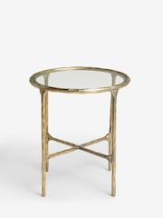 Gold Wrought Glass Top Side Table - Image 2 of 4