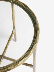 Gold Wrought Glass Top Side Table - Image 3 of 4