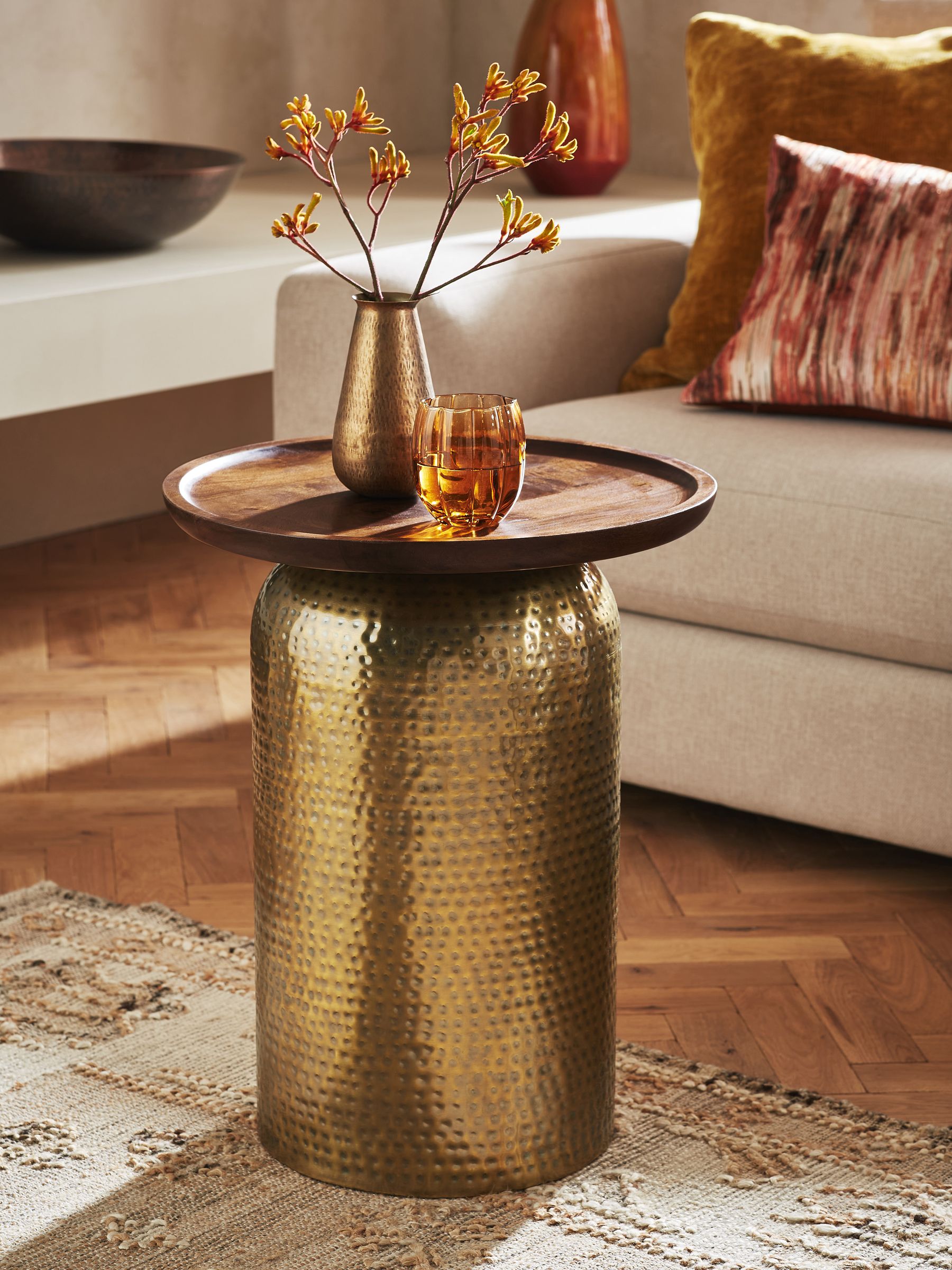 Gold wood side table discount
