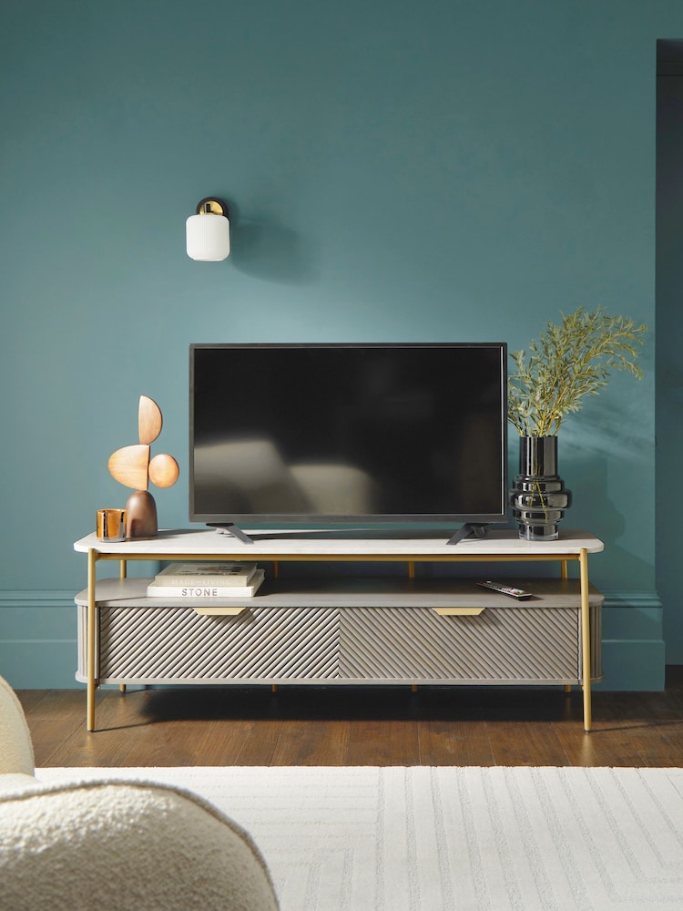 Dark Grey Valencia Mango Wood Up to 65 inch, Floating Top TV Unit - Image 2 of 9