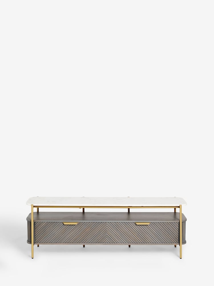 Dark Grey Valencia Mango Wood Up to 65 inch, Floating Top TV Unit - Image 9 of 9