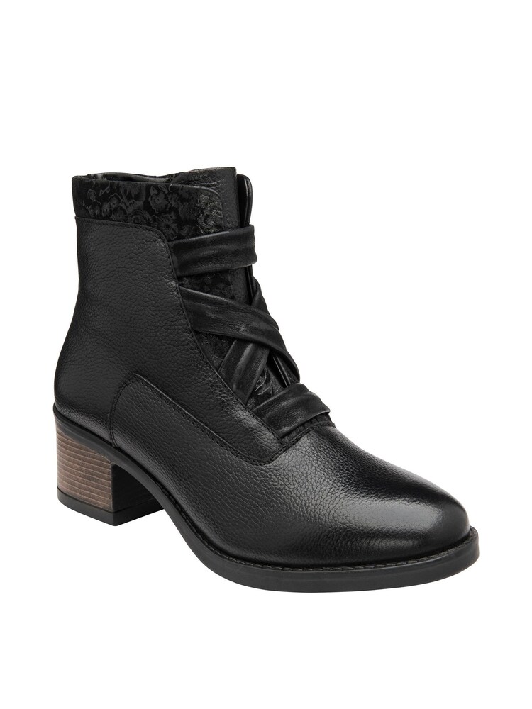 Lotus Black Leather Ankle Boots - Image 1 of 4
