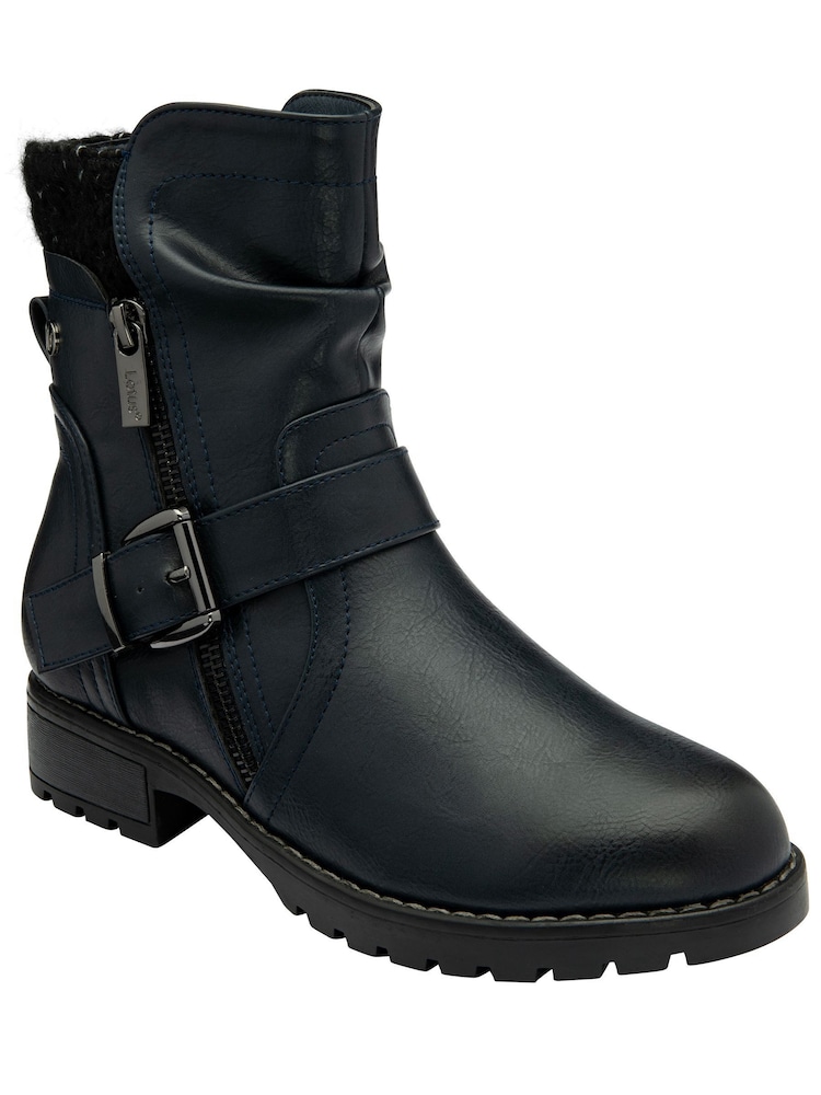 Lotus Blue Zip-Up Mid-Calf Boots - Image 1 of 4