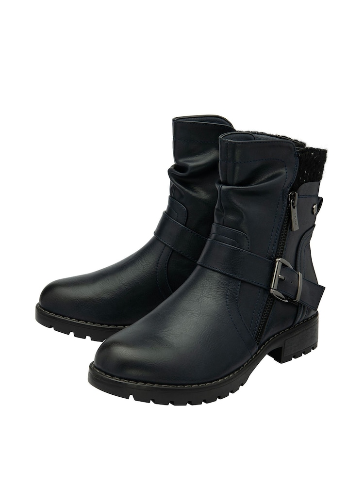 Lotus Blue Zip-Up Mid-Calf Boots - Image 2 of 4