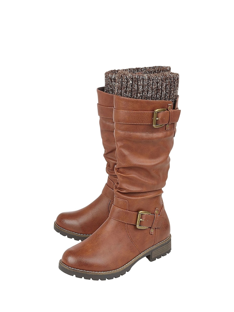 Lotus Brown Knee High Boots - Image 2 of 4