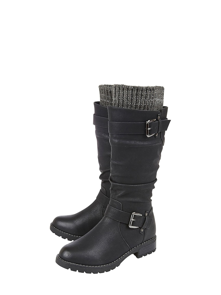 Lotus Black Knee High Boots - Image 2 of 4