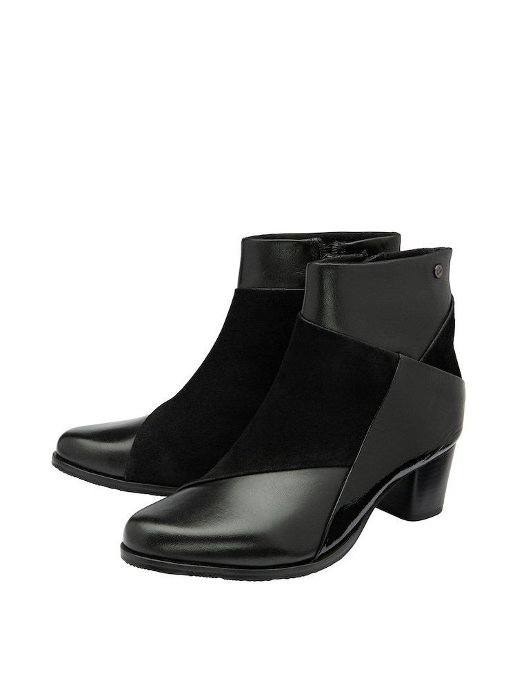 Lotus Jet Black Lace-Up Ankle Boots - Image 2 of 4