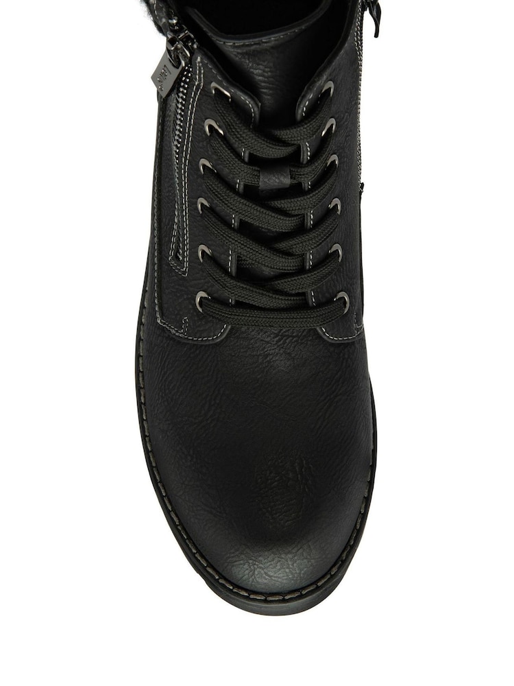 Lotus Jet Black Lace-Up Ankle Boots - Image 4 of 4
