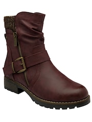 Lotus Red Zip-Up Mid-Calf Boots - Image 1 of 4