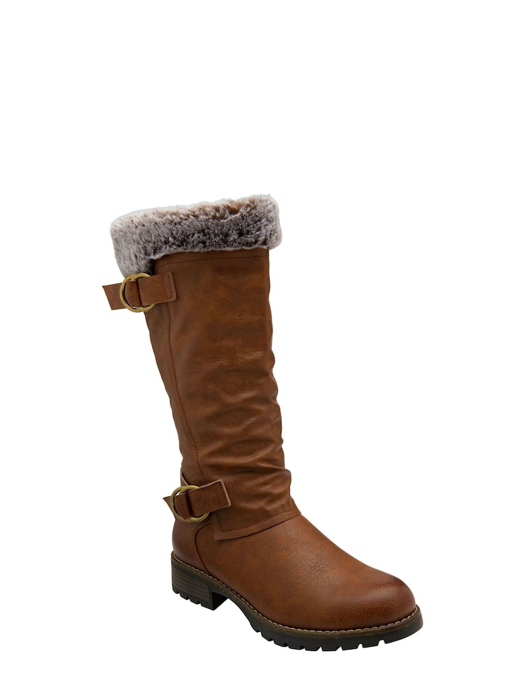 Lotus Brown Knee High Boots - Image 1 of 4
