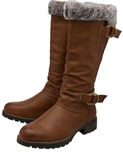 Lotus Brown Knee High Boots - Image 2 of 4