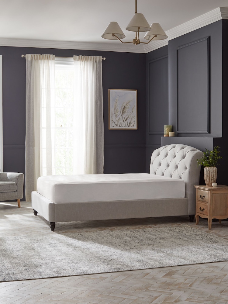 Brushed Marl Light Grey Hartford Upholstered Bed Frame - Image 2 of 6