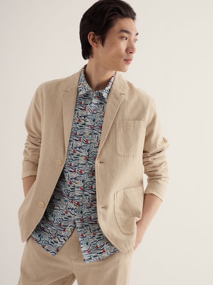 Seasalt Cornwall Blue Palores Short Sleeve Shirt - Image 2 of 5