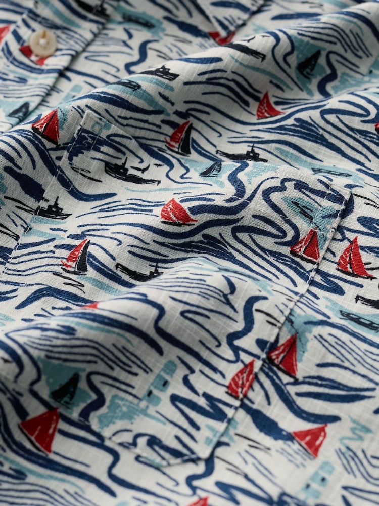 Seasalt Cornwall Blue Palores Short Sleeve Shirt - Image 5 of 5