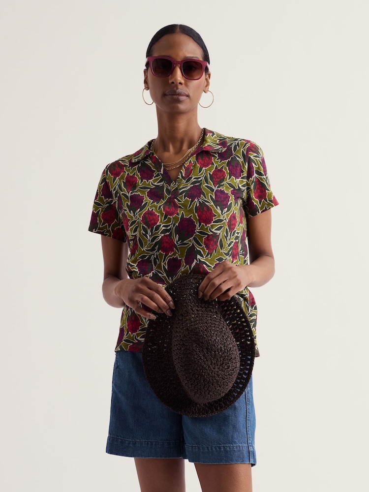 Seasalt Cornwall Green Short Sleeve Wavecrest Shirt - Image 1 of 5 Seasalt Cornwall Green Short Sleeve Wavecrest Shirt - Image 1 of 5
