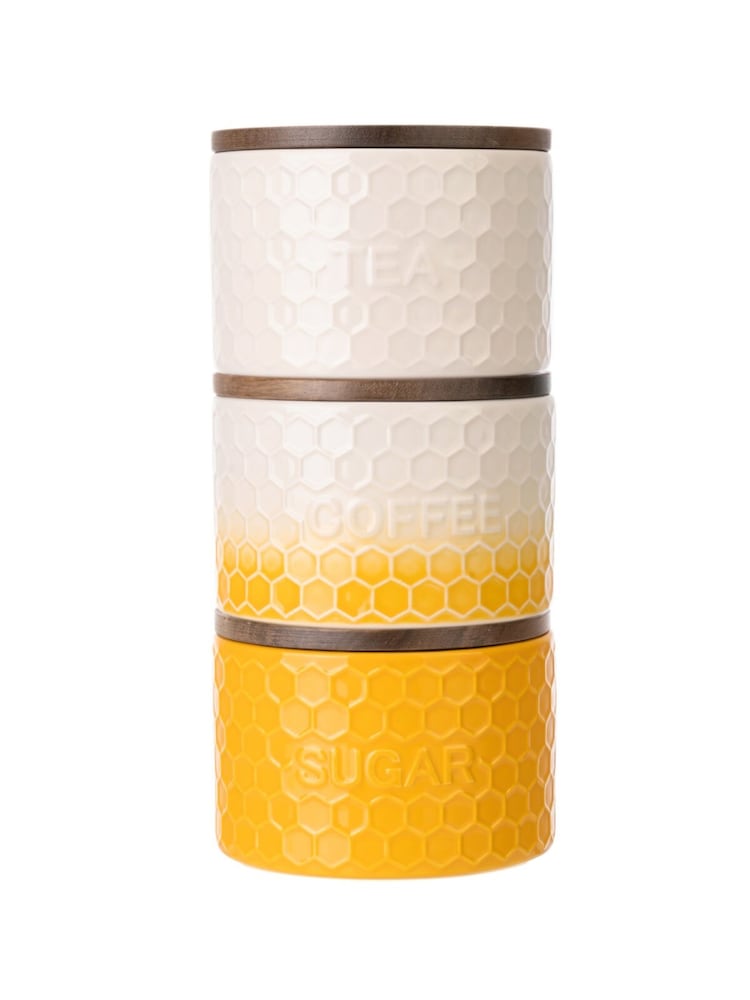 Kitchen Pantry Gold Set of 3 Stacking Storage Jars - Image 2 of 4