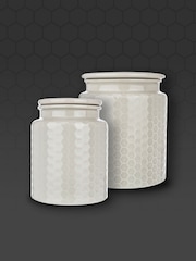 Kitchen Pantry Grey Set of 2 Storage Canisters Small and Large - Image 4 of 4