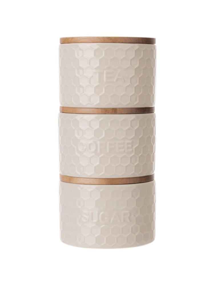 Kitchen Pantry Grey Kitchen Pantry Set of 3 Stacking Storage Jars - Image 2 of 4