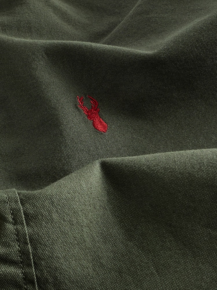 Dark Green Regular Fit Short Sleeve Oxford Shirt - Image 7 of 7 Dark Green Regular Fit Short Sleeve Oxford Shirt - Image 7 of 7