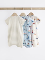 Blue Boat Baby Jersey 100% Cotton Rompers 3 Pack - Image 2 of 10