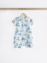Blue Boat Baby Jersey 100% Cotton Rompers 3 Pack - Image 4 of 10