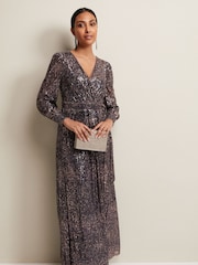 Phase Eight Gold Petite Metallic Petite Amily Sequin Maxi Dress - Image 1 of 6