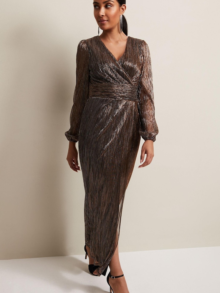 Phase Eight Gold Petite Metallic Petite Brielle Shimmer Maxi Dress - Image 1 of 6