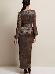Phase Eight Gold Petite Metallic Petite Brielle Shimmer Maxi Dress - Image 2 of 6