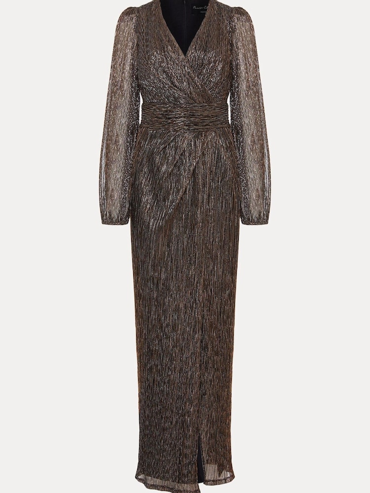 Phase Eight Gold Petite Metallic Petite Brielle Shimmer Maxi Dress - Image 6 of 6