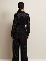 Phase Eight Petite Alessandra Sequin Black Jumpsuit - Image 2 of 6