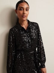 Phase Eight Petite Alessandra Sequin Black Jumpsuit - Image 4 of 6
