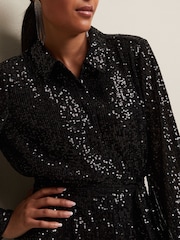 Phase Eight Petite Alessandra Sequin Black Jumpsuit - Image 5 of 6
