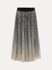 Phase Eight Celeste Sequin Ombre Pleated Black Midi Skirt - Image 6 of 6