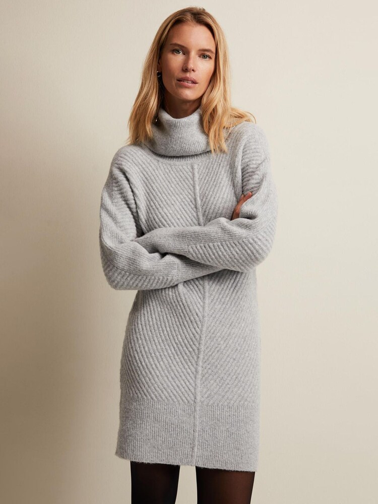 Phase Eight Grey Fillipa Knitted Tunic Mini Dress - Image 1 of 6