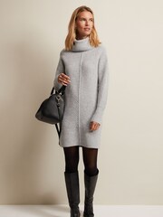 Phase Eight Grey Fillipa Knitted Tunic Mini Dress - Image 3 of 6
