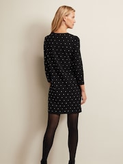Phase Eight Black Stud Catriona Shift Knitted Mini Dress - Image 2 of 6