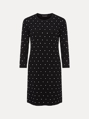 Phase Eight Black Stud Catriona Shift Knitted Mini Dress - Image 6 of 6