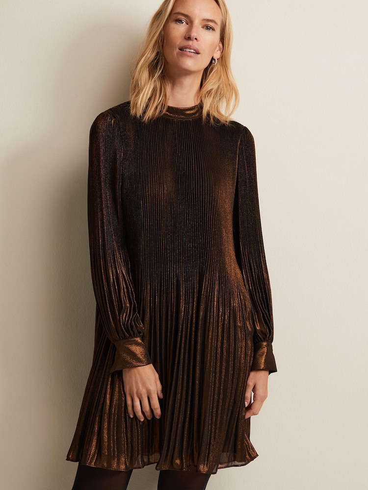 Phase Eight Gold Metallics Annabel Foil Dress - Image 1 of 6