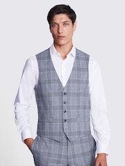 MOSS Grey Tailored Fit Check Waistcoat - Image 1 of 3
