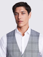 MOSS Grey Tailored Fit Check Waistcoat - Image 3 of 3