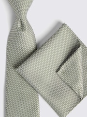MOSS Light Green Textured Tie - Image 3 of 3