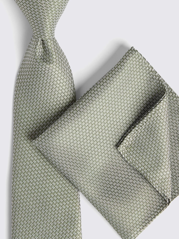 MOSS Light Green Textured Tie - Image 3 of 3