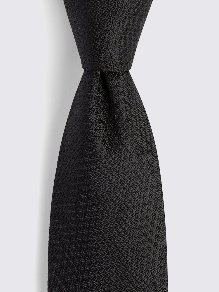 MOSS Black Textured Tie - Image 2 of 2