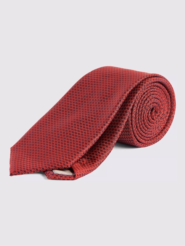 MOSS Dark Red Textured Tie - Image 1 of 2