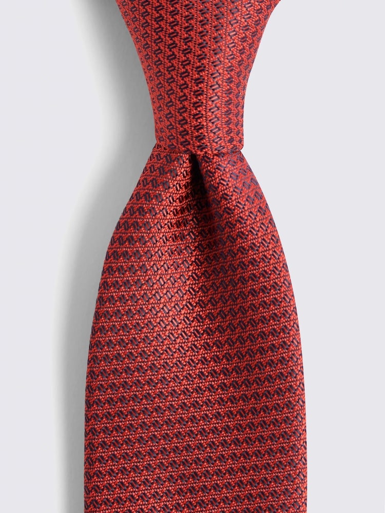 MOSS Dark Red Textured Tie - Image 2 of 2 MOSS Dark Red Textured Tie - Image 2 of 2