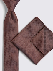 MOSS Red Textured Tie - Image 2 of 3