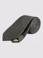MOSS Olive Green Textured Tie - Image 1 of 2