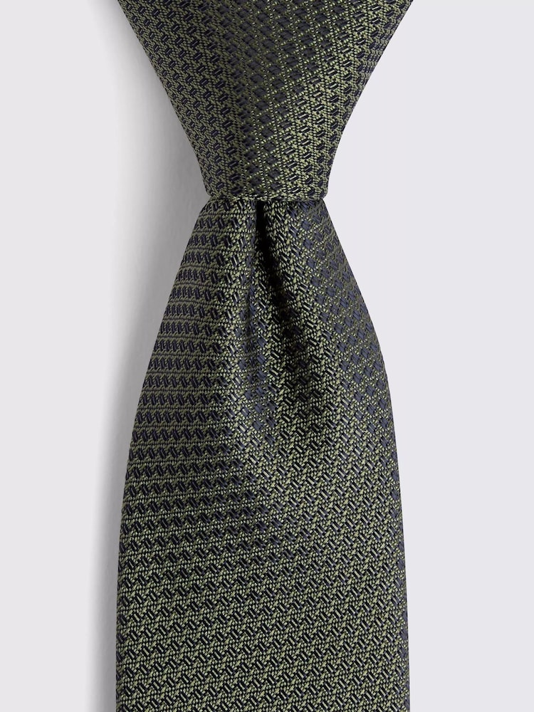 MOSS Olive Green Textured Tie - Image 2 of 2 MOSS Olive Green Textured Tie - Image 2 of 2